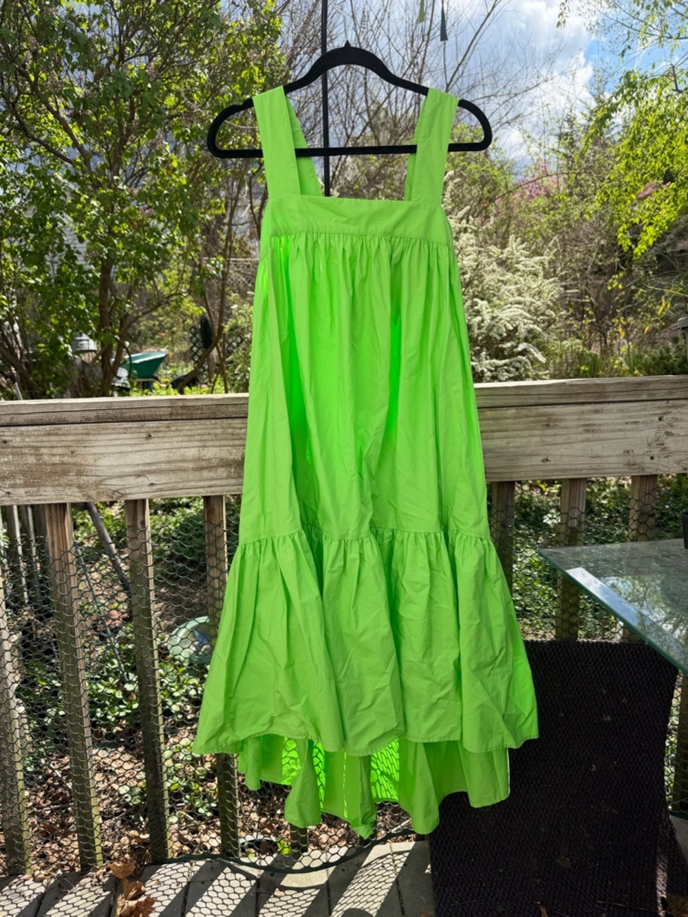 Christopher John Rogers High Low Sundress XS NWT Lime Green Pockets Boho Cotton